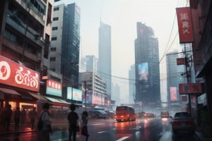 sky, twilight, anime, makoto shinkei, matte painting, bangkok, thailand, cyberpunk