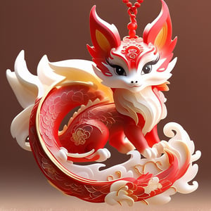 A lovely dragon, Chinese dragon, red tone, Chinese myth, mythical animal, complex details, magic, gorgeous, China-Chic illustration, Shadow play, rice paper, packaging, Chinese style, clean white background, big eyes, lovely action fashion blind box toys,EpicSky,Flat Design,Spirit Fox Pendant