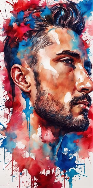 Imagine the following scene:

masterpiece with high quality ink art style, 

a beautiful Latin man, 30yo, muscular, hair on his chest, big and bright blue eyes, long eyelashes, full and red lips, blush. (((full body shot))).

colorful ink painting, white background, high detailed.

High realism aesthetic photo, RAW photo, 16K, real photo, best quality, high resolution, masterpiece, HD, perfect proportions, perfect hands,photo r3al