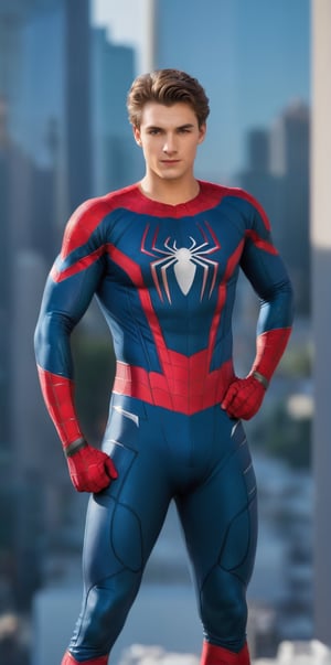 
Imagine the following scene:

Photograph of a beautiful man. Full body shot.

The man is standing, with his legs spread and his hands on his waist. Superhero pose.

Light background, blurred background.

((Using superhero costume, spiderman costume)).

The man is from Russia, 20 years old, muscular body, full and red lips. Blush. 

Standing in the center of the shot, dynamic pose, smile.

(photorealistic), masterpiece: 1.5, beautiful lighting, best quality, beautiful lighting, realistic and natural image, intricate details, everything in sharp focus, perfect focus, photography, masterpiece, meticulous nuances, supreme resolution, 32K, ultra-sharp, quality Details superior, realistic and complex, perfect proportions, perfect hands, perfect feet.