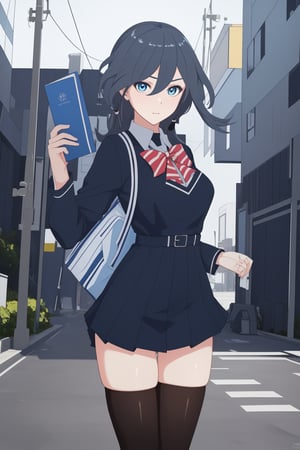 ((masterpiece, best quality)), girl with big thighs in school uniform,  vibrant manga, uhd image, glassy translucence, vibrant illustrations。,high_school_girl,fu hua