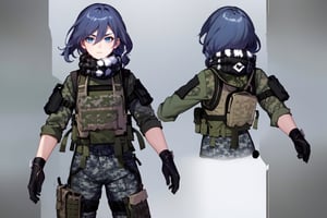 [[fu hua (phoenix)(honkai impact 3rd)]],nai3,1girl,solo,blue eyes {artist:ask(askzy)}, (Multiple views) soldier girl, (((wearing winter camo military fatigues, camo plate carrier rig,))) combat gloves, (magazin pouches), (kneepads), highly-detailed, perfect face, blue eyes, small waist, tall, make up, tacticool,,fu hua, fu hua