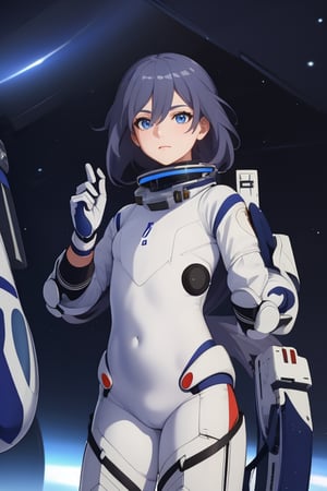 a beautiful girl in the sky from Mars, establishing herself in aspacesuit,fu hua,astronauts