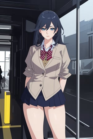 ((masterpiece, best quality)), girl with big thighs in school uniform, mixes realistic and fantastical elements, vibrant manga, uhd image, glassy translucence, vibrant illustrations。,high_school_girl,fu hua