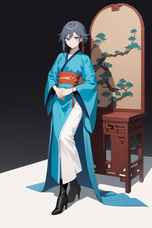 [[fu hua(honkai impact 3rd)]], nai3, 1girl, solo, artstyle,best quality,amazing quality,very aesthetic,absurdres,traditional media,female focus, 
 1girl, solo, looking at viewer, short hair, skirt, simple background, hair ornament, long sleeves, closed mouth,, standing, full body, boots, ((chinese clothes, hanfu/ming style)), armor, high heels, pants,black background, high heel boots,
1girl, solo, long hair, looking at viewer, smile, bangs, blue eyes, simple background, black hair, long sleeves, white background, hair between eyes, sitting, closed mouth, full body,  wide sleeves, kimono, black footwear, sash, chair, chinese clothes, own hands together, hands on lap, fu hua