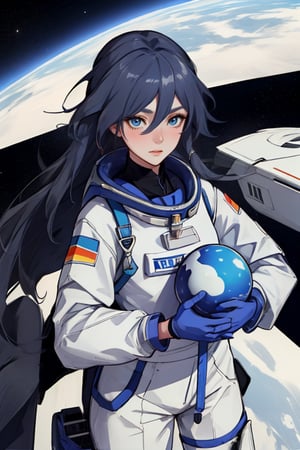 a beautiful girl in the sky from Mars, establishing herself in a spacesuit,fu hua,astronauts