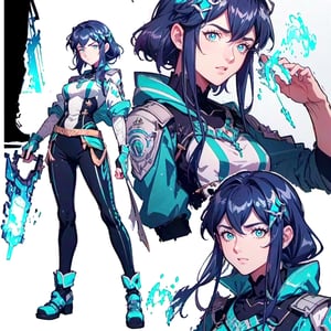 (CharacterSheet:1.2),1girl, muscle_body, strong, asian, fullbody black_bodysuit with green details,casual_wear, gloves, boots, pants, shirt, tecno_jacket,short-hair, blue_eyes,  multiple views (full_body(front_view, back_view),uper_body(front_view, left_view, right_view)),(((white background, simple background:1.2))),(dynamic_pose:1.2),(masterpiece:1.2), (best quality, highest quality), (ultra detailed), (8k, 4k, intricate), (50mm), (highly detailed:1.2),(detailed face:1.2), detailed_eyes,(gradients),(ambient light:1.3),(cinematic composition:1.3),(HDR:1),Accent Lighting,extremely detailed,original, highres,(perfect_anatomy:1.2),  perfect_face:1.2, detailed_anatomy, full_body,phSaber,lixue