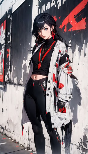 ((Masterpiece, best quality, ultra-detailed, best shadow, Unreal Engine 5)), (detailed background), (pretty face), one female vampire, long black hair with bangs, perfect figure, ((red-colored apparel, often in the form of long, two-tailed coats)), black spandex pants, vampire bats backdround,midjourney,fu hua