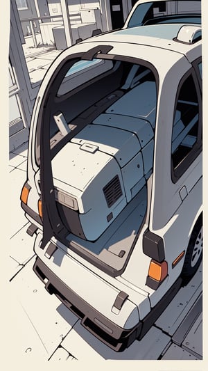 ((Moebius style))highly detailed, line ink illustration,highly detailed, ink sketch,ink Draw,Comic Book-Style 2d,2d, pastel colors, DeLorean DMC-12, open doors