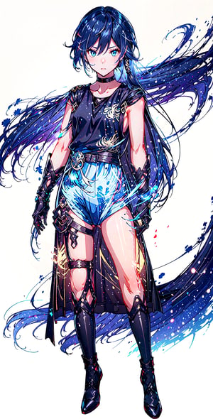 muscular mechanical body, glowing blue eyes, black-hair, leather long coat ,fu hua,yuelun,fu_hua,taixu,fuhua/heiyu,fu hua\bengluo,fuhua,lixue