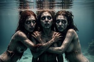 6 female dirty zombies hugging underwater, disturbed souls, rotten zombies version, under_water, love and sadness,
, hd, 8k, masterpiece, one light, realistic photography, hasselblad, raw, hiperrealism, medium format sensor camera, super prime cinema lens, (((filtered light))) , concret background, 