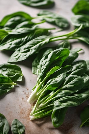 RAW natural photo Of spinach, only one light cenital chimera, day advertising shooting, realistic photograph, sharp focus, depth of field, shoot, ,side shot, side shot, ultrahd, realistic, vivid colors, highly detailed, perfect composition, 8k, photorealistic concept art, soft natural volumetric cinematic perfect light,booth,food focus, UP THE CAMERA
