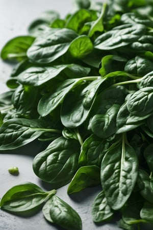 RAW natural photo Of spinach, only one light cenital chimera, day advertising shooting, realistic photograph, sharp focus, depth of field, shoot, ,side shot, side shot, ultrahd, realistic, vivid colors, highly detailed, perfect composition, 8k, photorealistic concept art, soft natural volumetric cinematic perfect light,booth,food focus, UP THE CAMERA
