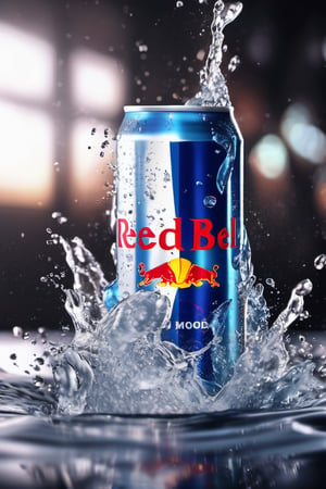 High quality, masterpiece, 4K, quality, Tyndall effect, RAW natural photo of (((perfect))) redbull cans, fresh, water splash, water drops, ice particles, only one light cenital chimera, day advertising shooting, realistic photograph, sharp focus, depth of field, shoot, ,side shot, side shot, ultrahd, realistic, vivid colors, highly detailed, perfect composition, 8k, photorealistic concept art, soft natural volumetric cinematic perfect light,booth, food focus, black background
