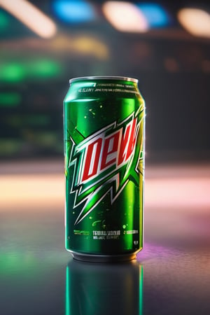 High quality, masterpiece, 4K, quality, Tyndall effect, RAW natural photo of (((perfect))) mountain dew can,  only one light cenital chimera, day advertising shooting, realistic photograph, sharp focus, depth of field, shoot, ,side shot, side shot, ultrahd, realistic, vivid colors, highly detailed, perfect composition, 8k, photorealistic concept art, soft natural volumetric cinematic perfect light,booth, food focus, black background
