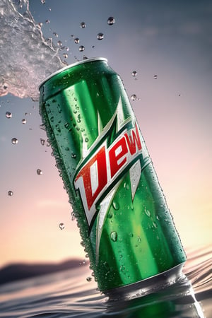 High quality, masterpiece, 4K, quality, Tyndall effect, RAW natural photo of (((perfect))) mountain dew can, fresh, water splash, water drops, only one light cenital chimera, day advertising shooting, realistic photograph, sharp focus, depth of field, shoot, ,side shot, side shot, ultrahd, realistic, vivid colors, highly detailed, perfect composition, 8k, photorealistic concept art, soft natural volumetric cinematic perfect light,booth, food focus, black background
