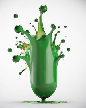 green fuel liquid splash, white background
