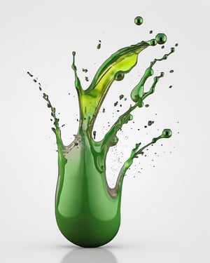 green fuel liquid splash, white background
