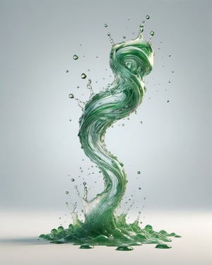 green fuel TRANSPARENT liquid splash, white background, particles
,watce