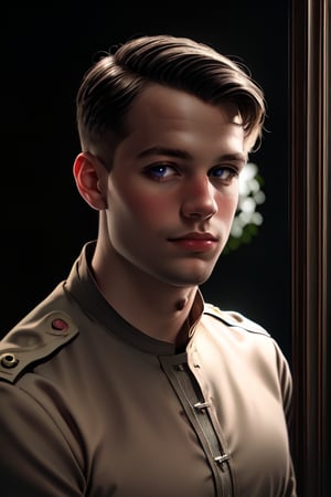 boy man portrait of german soldier 1945, hiperrealism, analog photography,grain photo, NATURAL PHOTOGRAPHY
 BEST QUALITY, MASTERPIECE, PHOTOREALISTIC:1.9, DRAMATIC LIGHT, infinite mirror background,
,colorful_girl_v2,arshadArt,alluring_lolita_girl,anamr,xyzsankurta