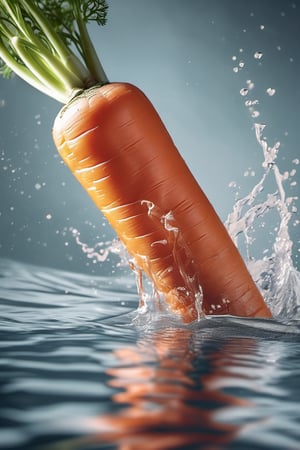 RAW natural photo Of CARROT INTO THE WATER, only one light cenital chimera, day advertising shooting, realistic photograph, sharp focus, depth of field, shoot, ,side shot, side shot, ultrahd, realistic, vivid colors, highly detailed, perfect composition, 8k, photorealistic concept art, soft natural volumetric cinematic perfect light,booth,food focus, UP THE CAMERA
