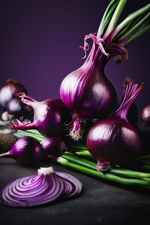 High quality, masterpiece, 4K, quality, Tyndall effect, RAW natural photo of (((perfect))) purple onion, foodstyling, only one light cenital chimera, day advertising shooting, realistic photograph, sharp focus, depth of field, shoot, ,side shot, side shot, ultrahd, realistic, vivid colors, highly detailed, perfect composition, 8k, photorealistic concept art, soft natural volumetric cinematic perfect light,booth, food focus, black background
