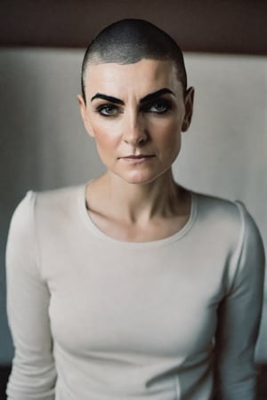 photo of sinead o'connor with nasa suitcase
, rule of thirds, dramatic lighting, medium hair, detailed face, detailed nose, woman naked, soft freckles, smirk, intricate background,realism,realistic,raw,analog,woman,portrait,photorealistic,analog,realism, front light medium power. 8k, mohicano haircut