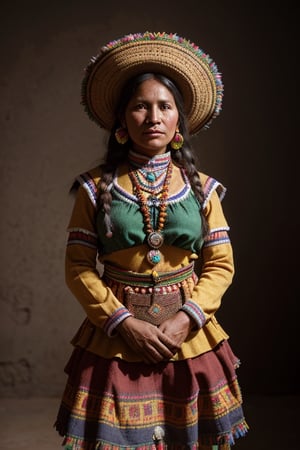 coya woman, from the bolivian highlands, folkloric dress of bolivia portrait, vintage, desaturated colors ,hd,8k, masterpiece, one light, realistic photography, hasselblad, raw, hiperrealism, medium format sensor camera, super prime cinema lens, 