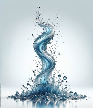 blue fuel TRANSPARENT liquid splash, white background, particles
