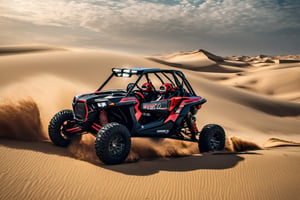 RAW natural photo OF PolarisRZR with pilot
, running in dunes in desert, day advertising shooting (((infinite black  background))) , realistic photograph, sharp focus, depth of field, shoot, ,side shot, side shot, ultra hd, realistic, vivid colors, highly detailed, perfect composition, 8k artistic photography, photorealistic concept art, soft natural volumetric cinematic perfect light, black background studio, ADVERTISING SHOT
,mecha,robot