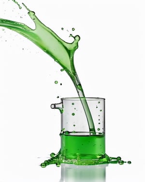 green fuel liquid splash, white background
