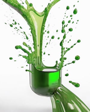 green fuel liquid splash, white background
