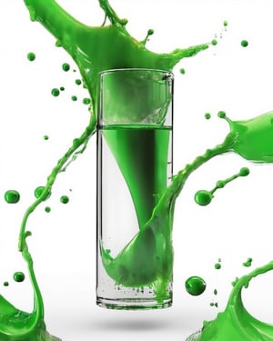 green fuel liquid splash, white background
