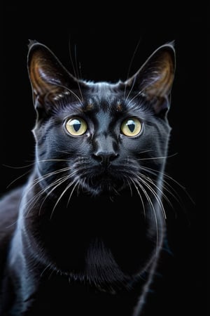 Black cat. Black background. 