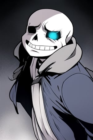 Sans' Hidden Tears"

Description:
Amid the echoes of the Underground, where the weight of countless timelines and dimensions rests on his bony shoulders, Sans stands in solitude. The usual smirk on his skull-like face has faded, revealing a rare glimpse of the deep sadness he carries.

Tears glisten in the corners of his empty eye sockets, their blue hue reflecting the pain that he conceals from the world. The echoes of battle, determination, and endless challenges have taken their toll, and Sans' seemingly unshakable composure finally gives way.

He stands in a dimly lit chamber, a solitary sentinel in a world of complexity and conflict. The weight of hopelessness and despair bears down on him, making it impossible to hide his true emotions any longer.