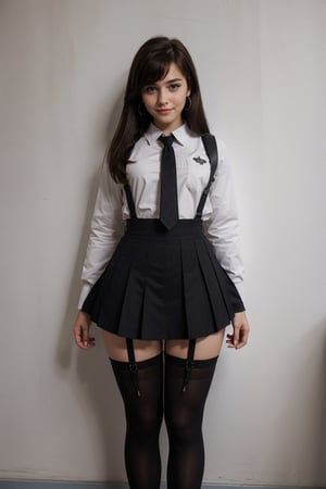 character sheet, brown haired girl, student clothes, light blue background, beautiful, good hands, full body,looking to the camera, good body, 18 year old girl body,school shoes, school skirt, school shirt, black shoes, (((muscled body))), jewelry inverted cross and an Egyptian cross,full_body, with small earrings, character_sheet, fashionable hairstyle, school_uniform, shoes_black,school_shoes_black,arcane style,
, clothes with accessories, denier tights in beige, stockings_colorbeige, Reclaimed Vintage side cut out tights in black, clothes sexy, Bluebella garter suspender in black,DonM4lbum1n