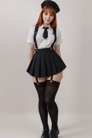 character sheet, orange haired girl, student clothes, light blue background, beautiful, good hands, full body,looking to the camera, good body, 18 year old girl body,school shoes, school skirt, school shirt, black shoes, (((muscled body))), jewelry inverted cross and an Egyptian cross,full_body, with small earrings, character_sheet, fashionable hairstyle, school_uniform, shoes_black,school_shoes_black,arcane style,
, clothes with accessories, denier tights in beige, stockings_colorbeige, Reclaimed Vintage side cut out tights in black, clothes sexy, Bluebella garter suspender in black,DonM4lbum1n