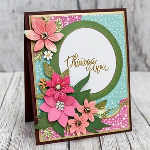 Glitter decorated Thinking of You card, crafty, creative, scrapbooking idea, 