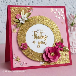 Glitter decorated Thinking of You card, crafty, creative, scrapbooking idea, 