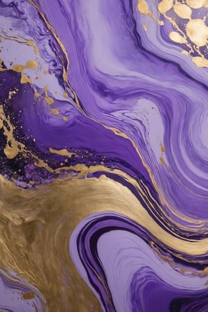 marbling, purple and lilac shades, gold liquid