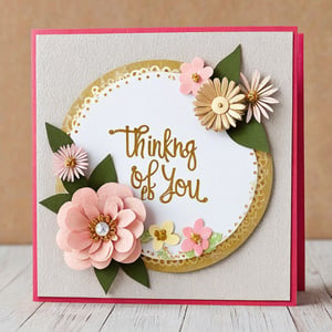 Glitter decorated Thinking of You card, crafty, creative, scrapbooking idea, 