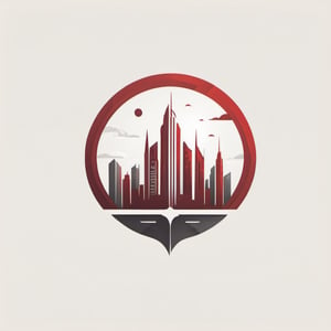 logo, ((skyscraper)), negative space design, colorful (red maroon, dark grey), minimalist, LogoRedAF, logoredmaf, white background