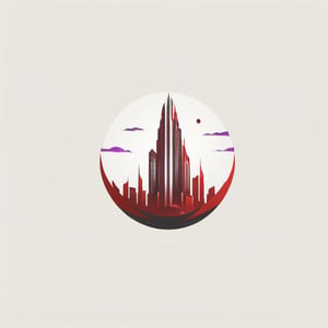 minimalist elegant logo, ((skyscraper)), negative space design, colorful (red maroon, dark grey), minimalist, LogoRedAF, logoredmaf, white background