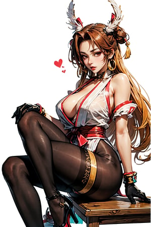 Mai Shiranui, long blond hair, sexy, black pantyhose, black gloves, high heels,