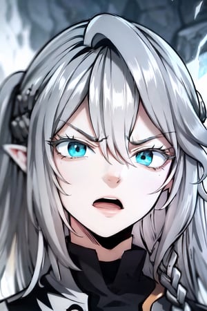 hyperdetailed face, 8k and, airbrushed, icy white hair, anger