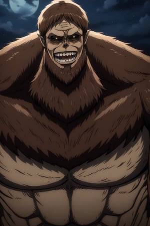 beasttitan, clenched teeth, portrait, night, grin, brown theme, tusks, scar, water