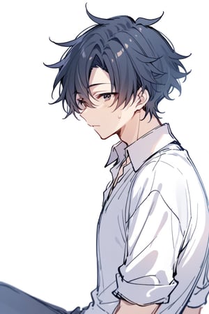 batasensei, 1boy, male focus, shirt, collared shirt, solo, white shirt