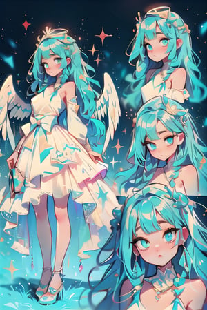 XXMix_biracial_3.4fp16masterpiece, best quality, ultra detailed, cute, beautiful, curvy_hips, sexy, long_dress, white_dress, long_hair, cyan_hair, cyan_eyes, angel_wings, angel_halo. (dynamic pose), (random pose), (high detailed skin:1.2),8K UHD,dslr,soft lighting,high quality,film grain, Fujifilm XT3,1 girl, SAM YANG,EnvyBeautyMix23,helmdef,yuzu,perfecteyes,perfecthands