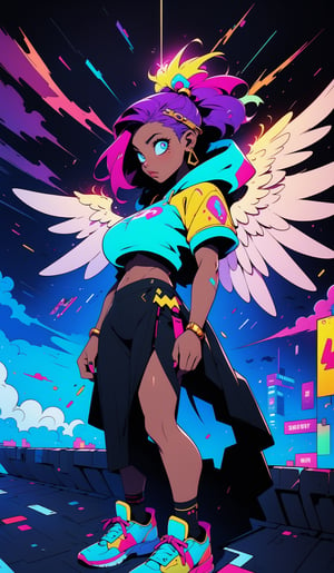 (masterpiece:1.1), (highest quality:1.1), (HDR:1.0), hiphop angel by sachin teng x supreme, perfect boobs, attractive, stylish, white angel wings on back, glowing golden halo, gold jewlery:1.5, designer, black, asymmetrical, geometric shapes, graffiti, street art,breasts,ruanyi0220,SAM YANG,Female,hmnc1,BJ_Violent_graffiti,midjourney, sneakers:1.0,High detailed ,portrait,best quality,Yandere girl,1girl,blacklight,CLOUD, nebula eyes:1.5, neon,r1ge, masterpiece