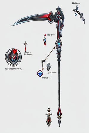 masterpiece, 8k, best quality, spectacular, battle brain, black and red coloring, gray diamond-shaped crystal on the heel, scarlet crystal blade,CGgameweaponicon gsw,sword